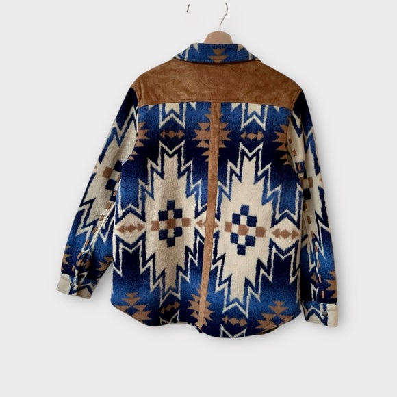 Tasha Polizzi Mountain Blue Western Jacket – Geometric Print, M (No Fur Collar) - Picture 2 of 7